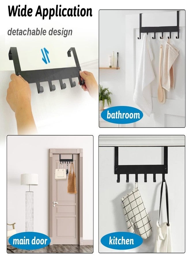 KBKM Door Hook Hanger Over The Door Hook Hanger Cloth Hanger Hooks for Cloth Hanging Carbon Steel Heavy Duty Drill Free Hanger for Bathroom Bedroom Kitchen Towel Hanger (Black) - Image 4
